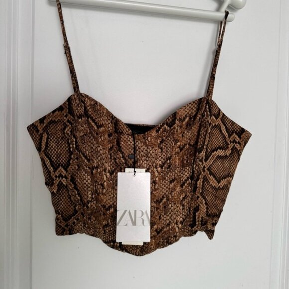 Zara Snake Print Bustier Top size M - Picture 3 of 7